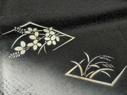 平和屋着物●訪問着　花菱文　暈し染め　黒地　正絹　逸品　AABK0109ck