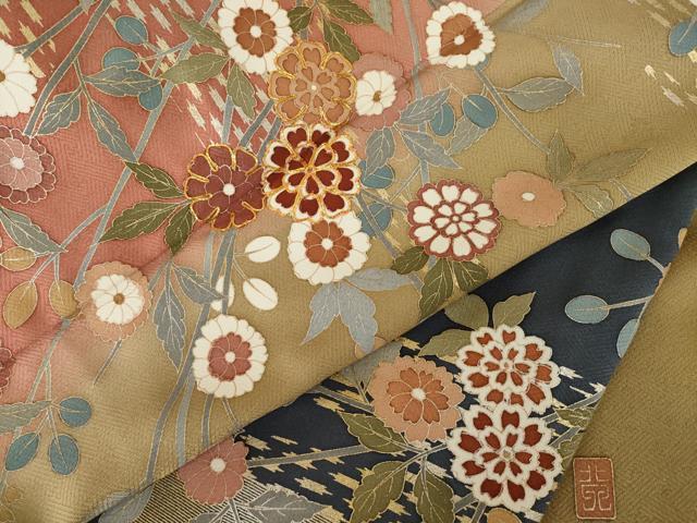平和屋着物●訪問着　作家物　駒刺繍　草花文　暈し染め　正絹　逸品　AABK0110ck