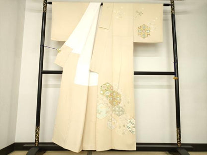 平和屋着物●訪問着　亀甲花文　正絹　逸品　AABK0112ck