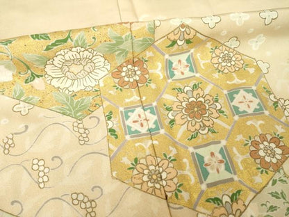 平和屋着物●訪問着　亀甲花文　正絹　逸品　AABK0112ck