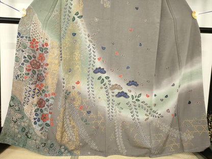 平和屋着物●訪問着　舞花文　暈し染め　正絹　逸品　AABK0113ck