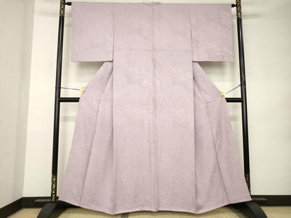 平和屋着物●上質な色無地　吉祥地紋　梅鼠色　正絹　逸品　AABK0114ck
