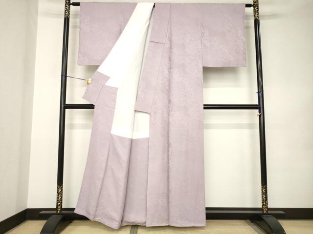 平和屋着物●上質な色無地　吉祥地紋　梅鼠色　正絹　逸品　AABK0114ck