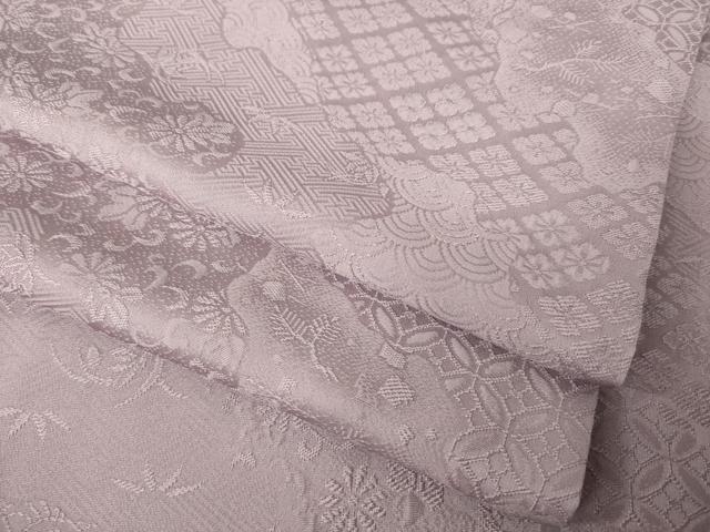 平和屋着物●上質な色無地　吉祥地紋　梅鼠色　正絹　逸品　AABK0114ck