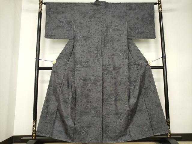 平和屋着物●本場大島紬　一元7マルキ　草花文　正絹　逸品　AABK0115ck