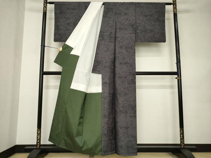 平和屋着物●本場大島紬　一元7マルキ　草花文　正絹　逸品　AABK0115ck