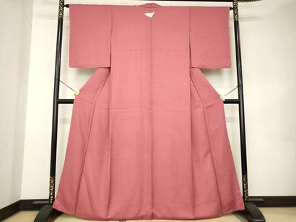 平和屋着物●上質な色無地　松竹梅　今様色　正絹　逸品　AABK0116ck