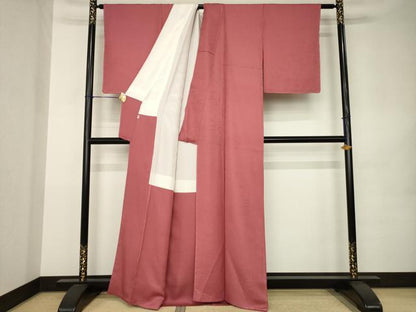平和屋着物●上質な色無地　松竹梅　今様色　正絹　逸品　AABK0116ck