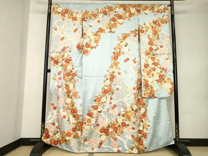 平和屋着物●豪華振袖　駒刺繍　花籬文　金彩　大丸扱い　正絹　逸品　AABK0117ck