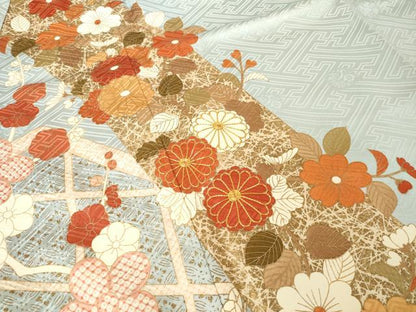 平和屋着物●豪華振袖　駒刺繍　花籬文　金彩　大丸扱い　正絹　逸品　AABK0117ck