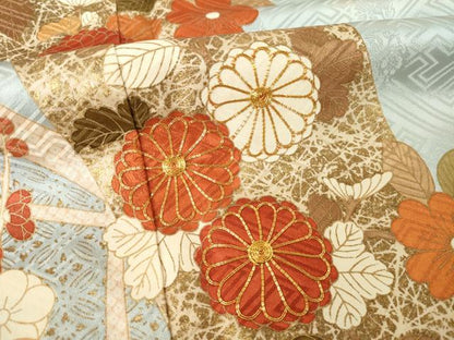 平和屋着物●豪華振袖　駒刺繍　花籬文　金彩　大丸扱い　正絹　逸品　AABK0117ck