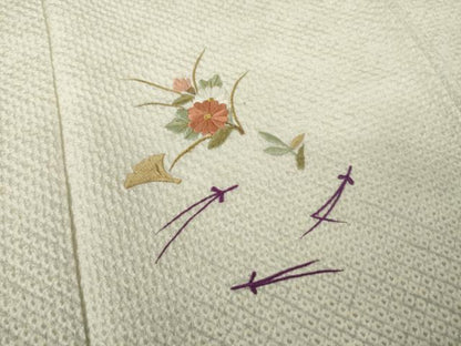 平和屋着物●色留訪問着　総絞り　刺繍　草花文　暈し染め　正絹　逸品　AABK0121ck