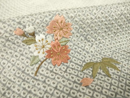 平和屋着物●色留訪問着　総絞り　刺繍　草花文　暈し染め　正絹　逸品　AABK0121ck