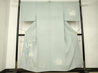 平和屋着物●訪問着　枝花文　暈し染め　健勝苑扱い　正絹　逸品　AABK0123ck