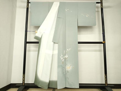平和屋着物●訪問着　枝花文　暈し染め　健勝苑扱い　正絹　逸品　AABK0123ck