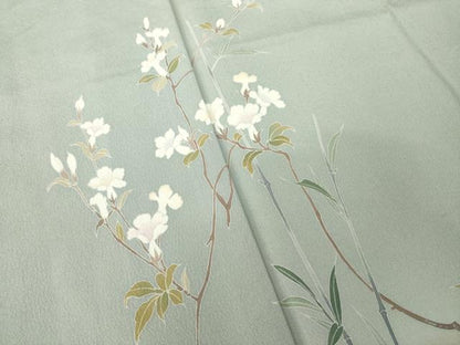 平和屋着物●訪問着　枝花文　暈し染め　健勝苑扱い　正絹　逸品　AABK0123ck