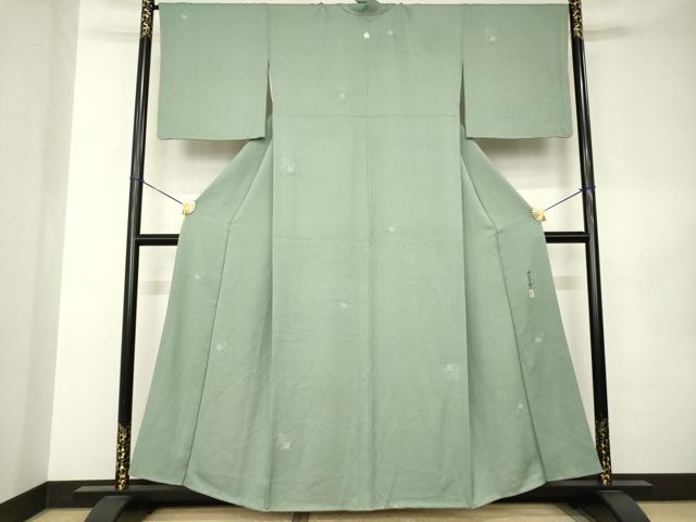 平和屋着物●本加賀友禅作家　柿本市郎　小紋　芝花文　山鳩色　正絹　逸品　AABK0127ck