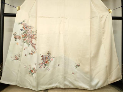 平和屋着物●訪問着　総刺繍　几帳花文　暈し染め　正絹　逸品　AABK0130ck