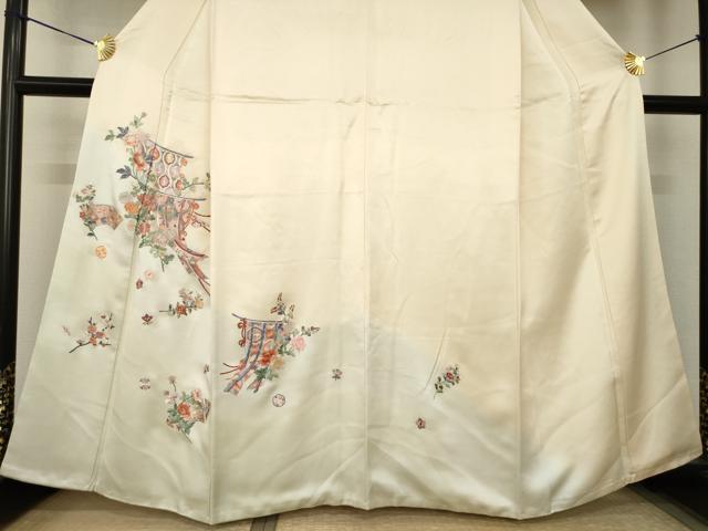 平和屋着物●訪問着　総刺繍　几帳花文　暈し染め　正絹　逸品　AABK0130ck