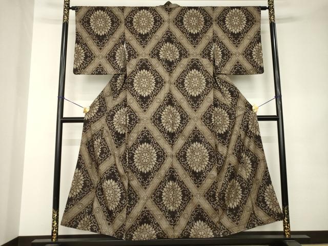 平和屋着物●本場大島紬　カタス7マルキ　花菱文　正絹　逸品　AABK0131ck