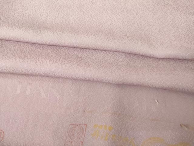 平和屋着物●森英恵・HANAE MORI　色無地　舞蝶地紋　撫子色　丹後ちりめん　反端付き　正絹　逸品　AABK0132ck