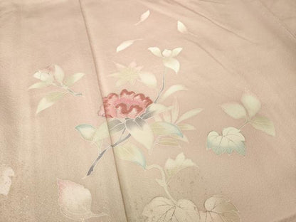 平和屋着物●訪問着　友禅　刺繍　舞花文　暈し染め　金彩　正絹　逸品　AABK0139ck