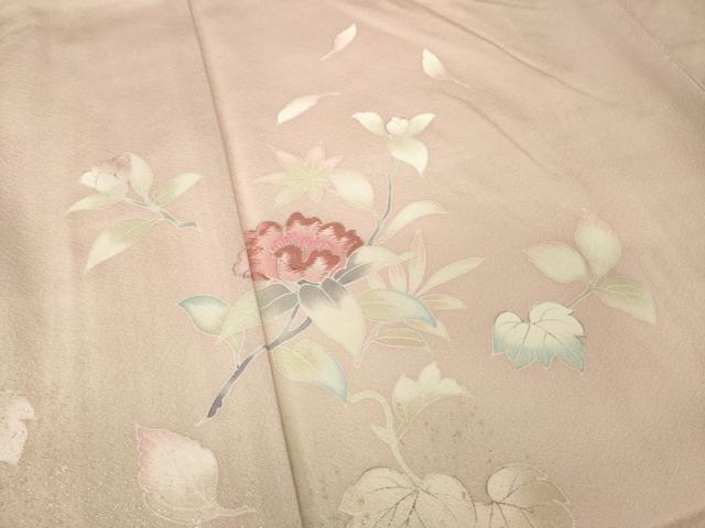 平和屋着物●訪問着　友禅　刺繍　舞花文　暈し染め　金彩　正絹　逸品　AABK0139ck