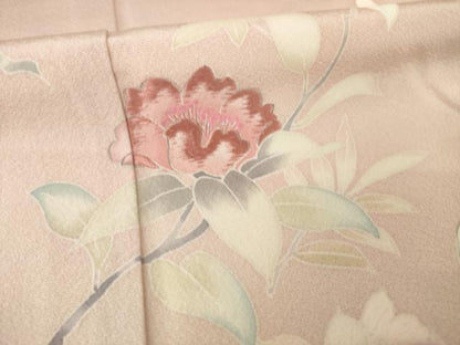 平和屋着物●訪問着　友禅　刺繍　舞花文　暈し染め　金彩　正絹　逸品　AABK0139ck