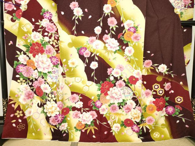 平和屋着物●豪華振袖　刺繍　花毬文　暈し染め　金糸　金彩　銀通し地　正絹　逸品　AABK0144ck