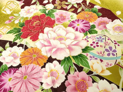平和屋着物●豪華振袖　刺繍　花毬文　暈し染め　金糸　金彩　銀通し地　正絹　逸品　AABK0144ck