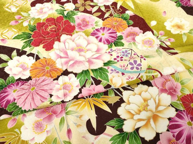 平和屋着物●豪華振袖　刺繍　花毬文　暈し染め　金糸　金彩　銀通し地　正絹　逸品　AABK0144ck