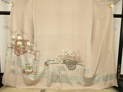 平和屋着物●松尾光琳　色留袖　花車文　正絹　逸品　AABK0145ck