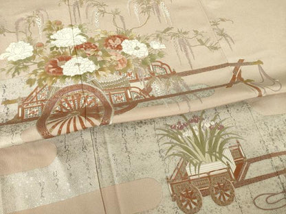 平和屋着物●松尾光琳　色留袖　花車文　正絹　逸品　AABK0145ck