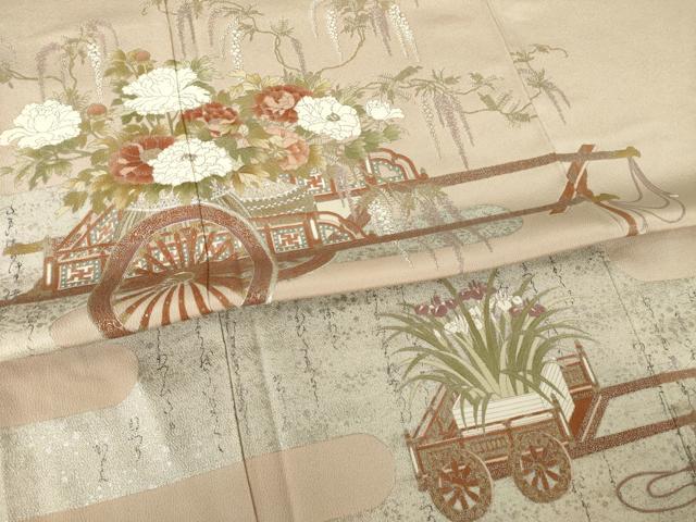 平和屋着物●松尾光琳　色留袖　花車文　正絹　逸品　AABK0145ck