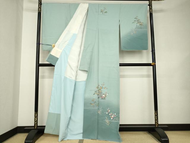 平和屋着物●訪問着　友禅　作家物　風景文　暈し染め　正絹　逸品　AABK0146ck