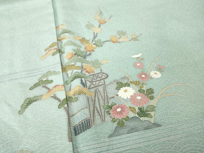 平和屋着物●訪問着　友禅　作家物　風景文　暈し染め　正絹　逸品　AABK0146ck
