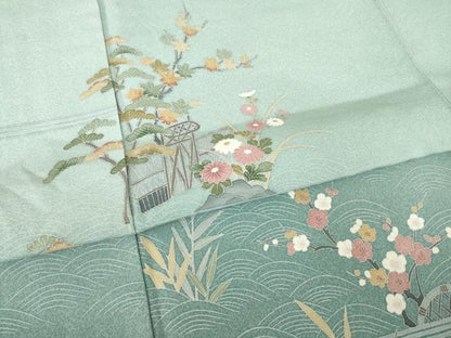 平和屋着物●訪問着　友禅　作家物　風景文　暈し染め　正絹　逸品　AABK0146ck