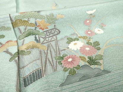 平和屋着物●訪問着　友禅　作家物　風景文　暈し染め　正絹　逸品　AABK0146ck