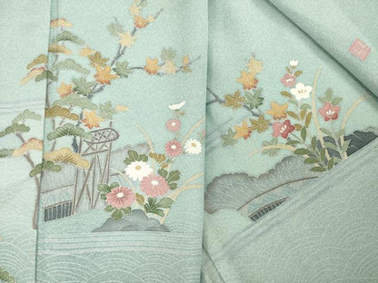 平和屋着物●訪問着　友禅　作家物　風景文　暈し染め　正絹　逸品　AABK0146ck