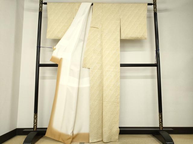 平和屋着物●上質な小紋　総絞り　立波文　正絹　逸品　AABK0151ck
