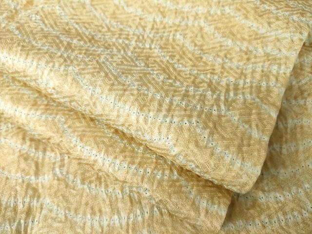 平和屋着物●上質な小紋　総絞り　立波文　正絹　逸品　AABK0151ck