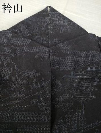 平和屋着物●結城紬　80亀甲　風景文　正絹　逸品　AABK0152ck