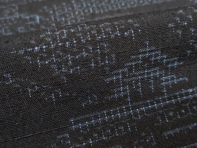 平和屋着物●結城紬　80亀甲　風景文　正絹　逸品　AABK0152ck