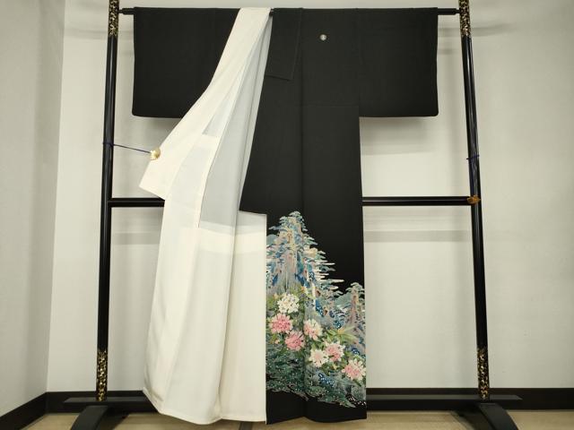 平和屋着物●本加賀友禅作家　金津五雄　黒留袖　風景文　正絹　逸品　AABK0154ck