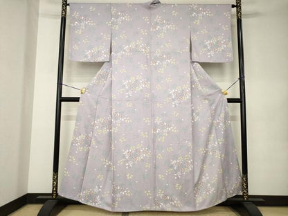 平和屋着物●上質な小紋　花唐草文　正絹　逸品　AABK0155ck