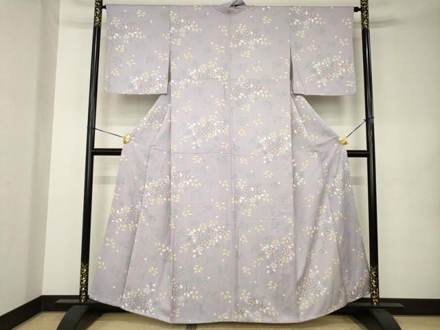 平和屋着物●上質な小紋　花唐草文　正絹　逸品　AABK0155ck