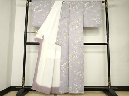 平和屋着物●上質な小紋　花唐草文　正絹　逸品　AABK0155ck