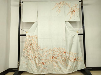 平和屋着物●訪問着　扇面花文　金彩　正絹　逸品　AABK0158ck
