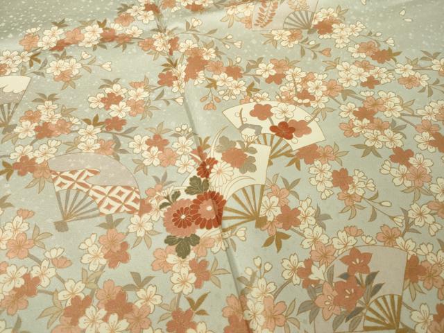 平和屋着物●訪問着　扇面花文　金彩　正絹　逸品　AABK0158ck