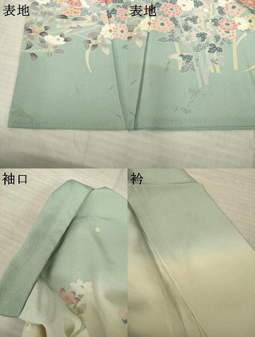 平和屋着物●京加賀友禅　松本健一　訪問着　草花文　暈し染め　正絹　逸品　AABK0159ck